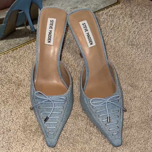 Steve Madden Shoes - Steve Madden Light Blue Pointed Toe Lace-Up Mules
